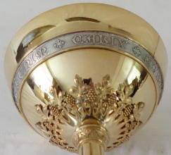 Solid silver gilt antique French Romanesque Chalice.